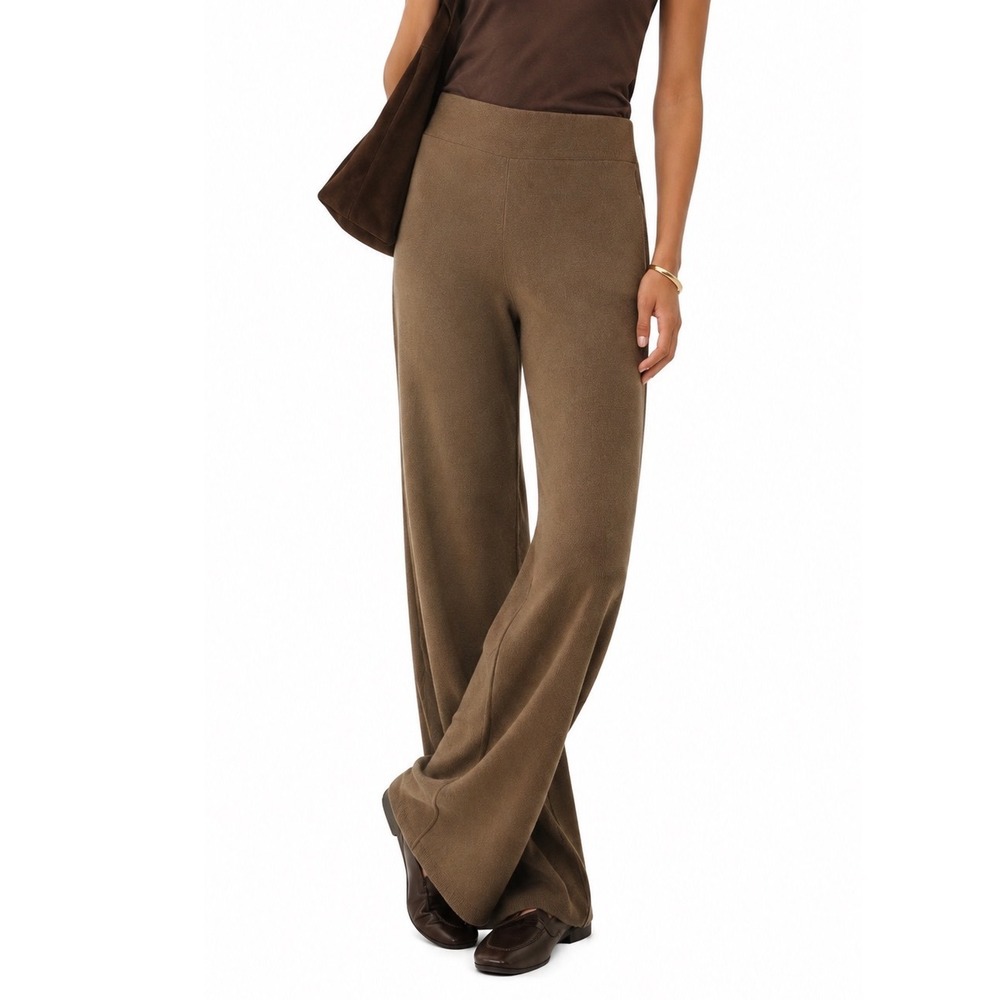 Buck Mason Surplus Rib Weekender Pants Wide Leg Lounge Knit Brown L NWT